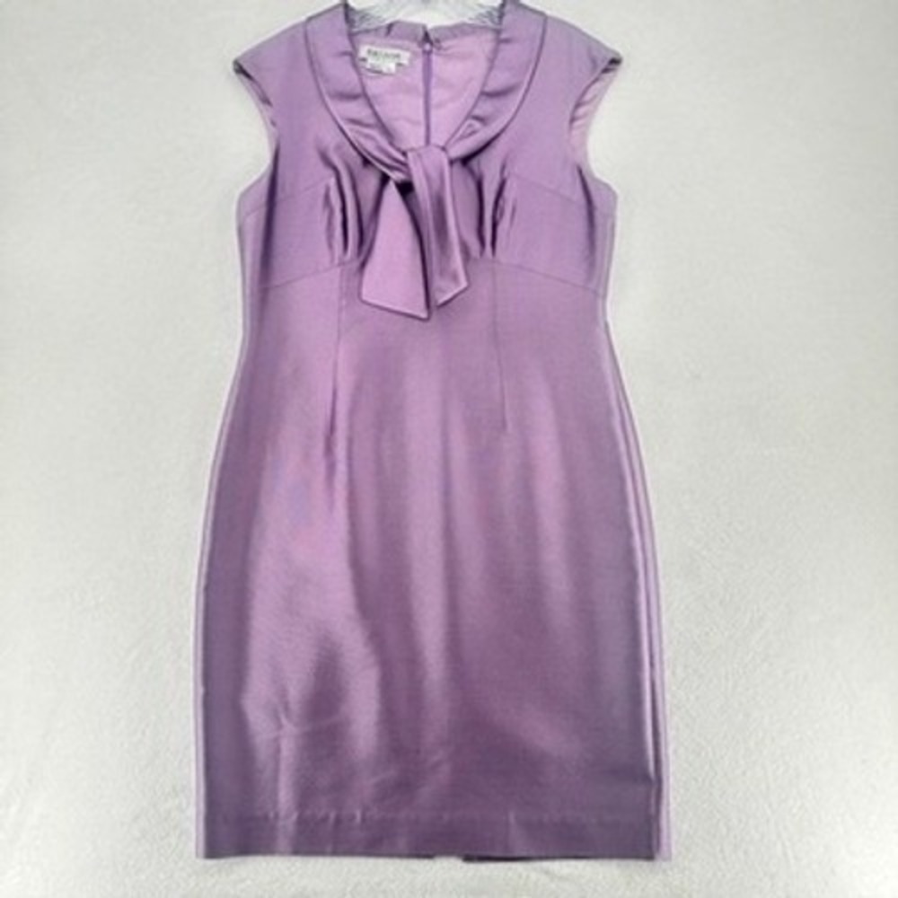 Kay Unger New York Wool Silk Bow Sheath Dress Purple Size 12 - Picture 9 of 11